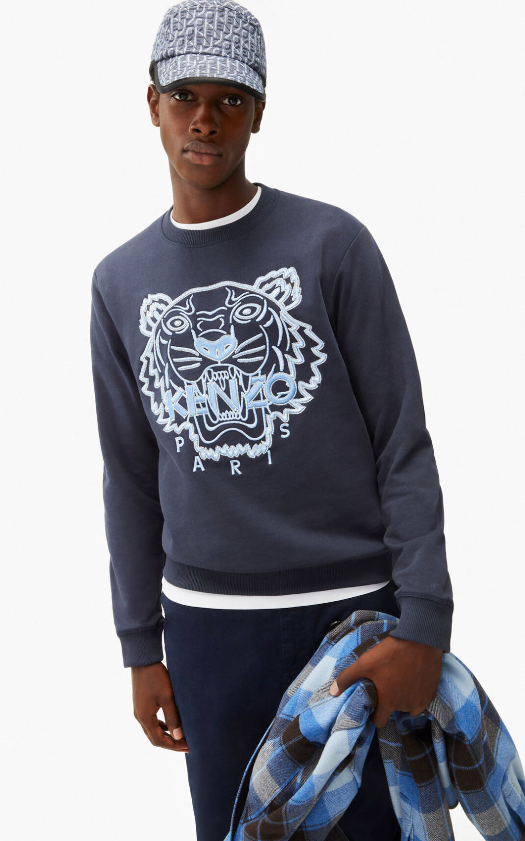 Kenzo Tiger Sweatshirt Erkek Mavi Siyah | 3820-KSRWQ